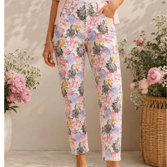 torrid Denim - Torrid Denim Floral Print Jeggings Womens 20R Pink Yellow Blue Skinny High Rise
